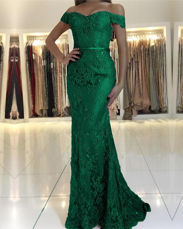 Elegant Mermaid Lace Prom Evening Dresses Off The Shoulder Elegant Mermaid Lace Prom Evening Dresses Off The Shoulder
