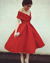 Load image into Gallery viewer, Tea Length Bridesmaid Dresses Red
