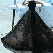 Load image into Gallery viewer, Elegant A Line Black Lace Floor Length Prom Dresses-alinanova
