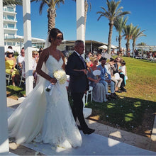 Load image into Gallery viewer, Elegant Backless Lace V-neck Mermaid Wedding Dresses
