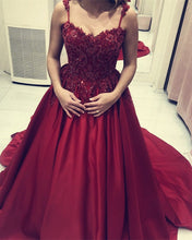 Load image into Gallery viewer, Burgundy Prom Ball Gown