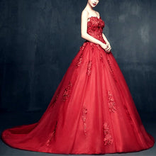 Load image into Gallery viewer, Elegant Floral Lace Sweetheart Tulle Ball Gowns Wedding Dresses