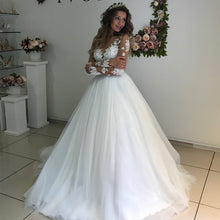 Load image into Gallery viewer, Elegant Lace Appliques Long Sleeves Wedding Dresses Ball Gowns