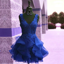 Load image into Gallery viewer, Elegant Lace Appliques Organza Ruffles Homecoming Dresses Short