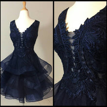 Load image into Gallery viewer, Elegant Lace Appliques Organza Ruffles Homecoming Dresses Short