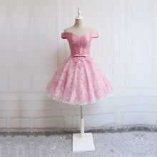 Load image into Gallery viewer, Elegant Lace Appliques Satin Off The Shoulder Homecoming Dress Short