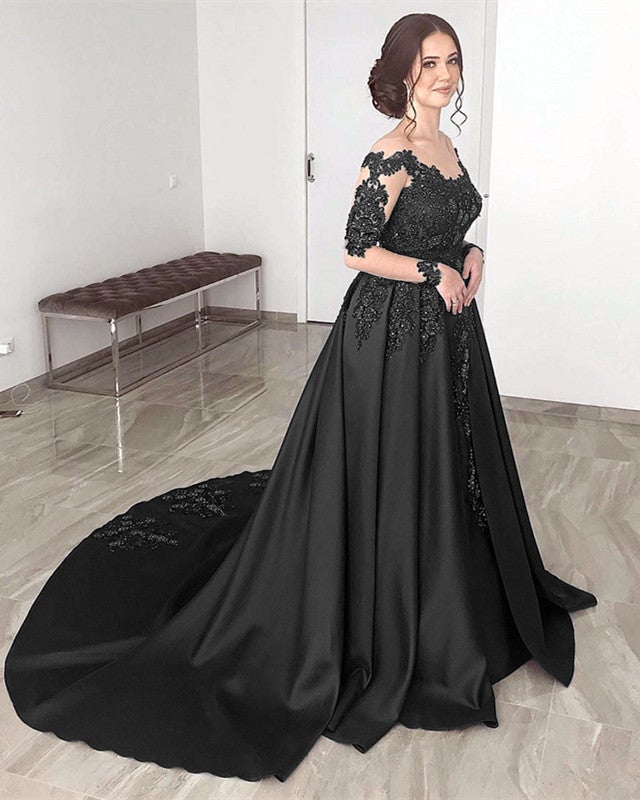 Elegant Lace Long Sleeves Prom Dresses Sheer Neck Elegant Lace Long Sleeves Prom Dresses Sheer Neck