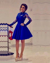 Load image into Gallery viewer, Long Sleeves Blue Homecoming Dresses