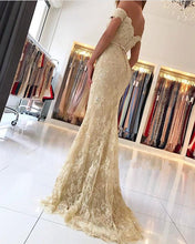 Load image into Gallery viewer, Champagne Lace Mermaid Prom Dresses