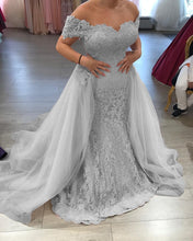 Load image into Gallery viewer, Elegant Lace Mermaid Prom Dresses Off Shoulder Evening Gowns