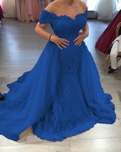 Load image into Gallery viewer, Elegant Lace Mermaid Prom Dresses Off Shoulder Evening Gowns
