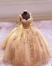 Load image into Gallery viewer, Elegant Long Sleeves Quinceanera Dresses Ball Gown With 3D Flowers