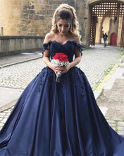Load image into Gallery viewer, Navy Blue Ball Gown Prom Dresses For Wedding Party