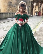 Load image into Gallery viewer, Hunter Green Ball Gown Prom Dresses For Wedding Party