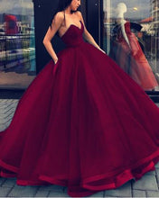 Load image into Gallery viewer, Maroon Organza Wedding Ball Gown Dress
