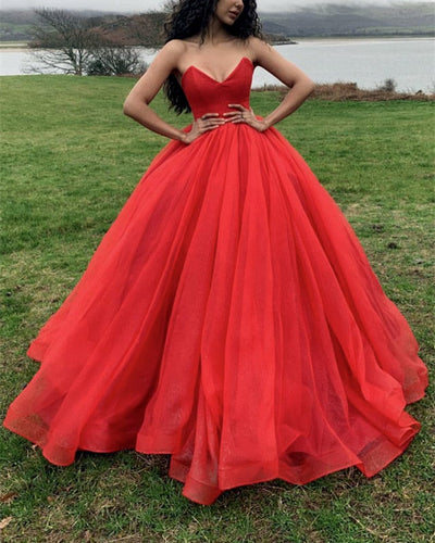 Red Wedding Dresses Organza Ball Gown