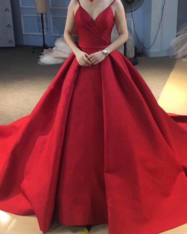 Elegant Satin V-neck Bodice Corset Ball Gowns Prom Dresses Elegant Satin V-neck Bodice Corset Ball Gowns Prom Dresses