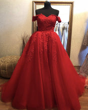 Load image into Gallery viewer, Red Tulle Prom Dresses Elegant