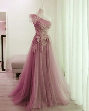Load image into Gallery viewer, Elegant Tulle Evening Dresses One Shoulder With Bow-alinanova