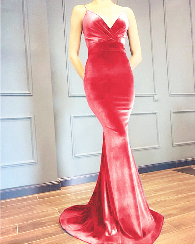 Velvet Mermaid Dresses V Neck Empire Waist Velvet Mermaid Dresses V Neck Empire Waist