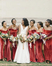 Load image into Gallery viewer, English Rose Velvet Mermaid Bridesmaid Dresses