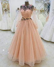 Load image into Gallery viewer, Peach Evening Dress Long Sleeves