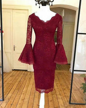 Load image into Gallery viewer, Burgundy Lace Homecoming Dresses