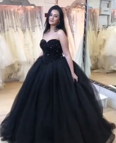 Fully Beaded Sweetheart Bodice Corset Tulle Ball Gowns Wedding Dresses-alinanova