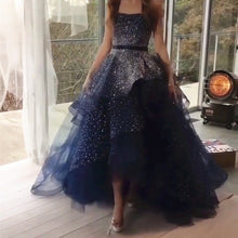 Load image into Gallery viewer, Fully Beading Strapless Navy Blue Ball Gown Prom Dresses