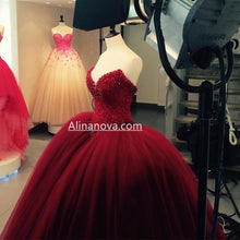 Load image into Gallery viewer, burgundy-wedding-dresses