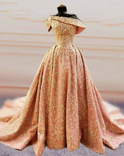 Load image into Gallery viewer, Glamour Ball Gown Satin Dresses Lace Embroidery Off Shoulder-alinanova
