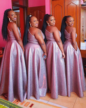 Load image into Gallery viewer, Glitter Bridesmaid Dresses One Shoulder With Pockets