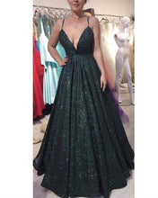 Load image into Gallery viewer, Sparkly Green Prom Dresses