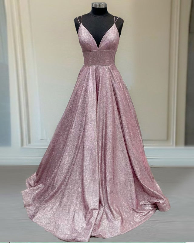 Glitter Prom Dresses V Neck Multi Straps Glitter Prom Dresses V Neck Multi Straps