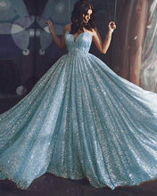 Load image into Gallery viewer, Light Blue Glitter Prom Dresses 2022