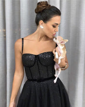 Load image into Gallery viewer, Black Sequins Evening Dress 2020