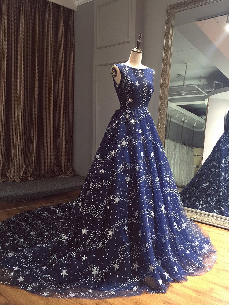 Navy Starry Tulle Wedding Dress Navy Starry Tulle Wedding Dress