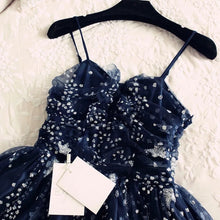 Load image into Gallery viewer, Glitter Stars Sequins Beaded Short Navy Blue Homecoming Party Dresses
