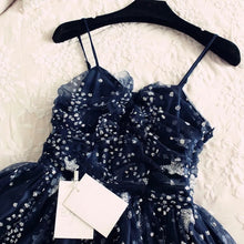 Load image into Gallery viewer, Glitter Stars Sequins Beaded Short Navy Blue Homecoming Party Dresses