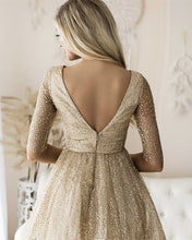 Load image into Gallery viewer, Backless Homecoming Dresses Gold