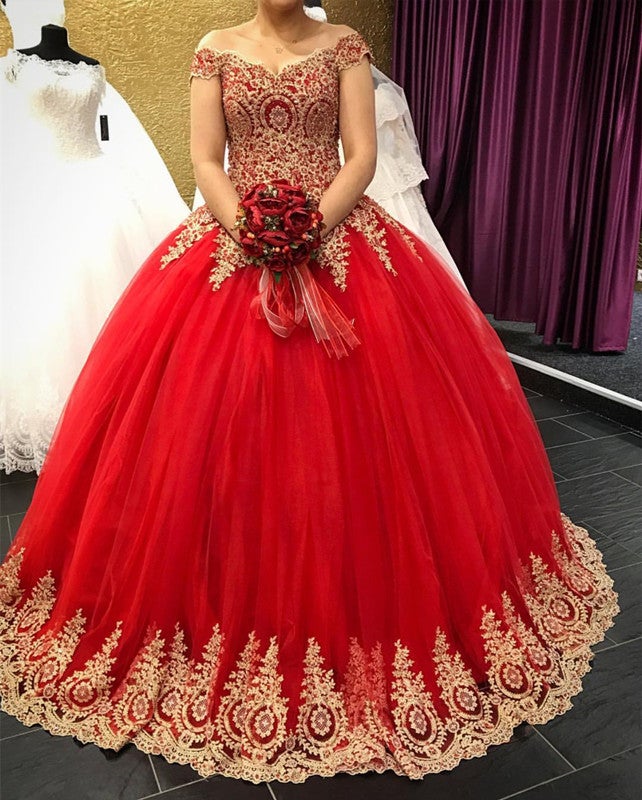 slim fit dress slacks Gold Lace Appliques V-Neck Tulle Quinceanera Dresses Ball Gowns Off The Shoulder