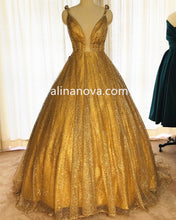 Load image into Gallery viewer, Gold Sequin Quinceanera Dresses Ball Gown