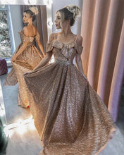 Load image into Gallery viewer, Cold Shoulder Prom Dresses Sparkly