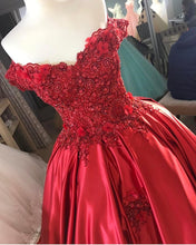 Load image into Gallery viewer, Gorgeous Beaded Lace V Neck Off Shoulder Long Burgundy Prom Dresses