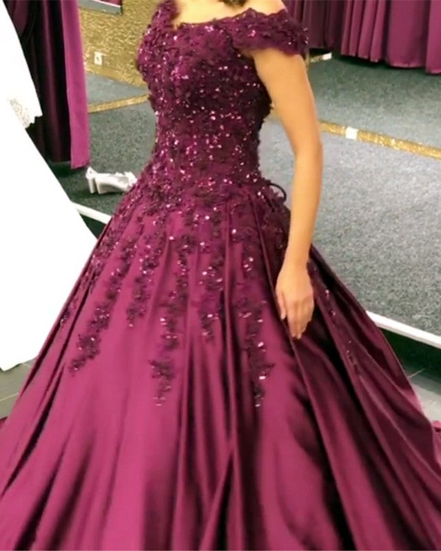 Gorgeous Lace Beaded V-Neck Off The Shoulder Ball Gowns Prom Dresses Gorgeous Lace Beaded V-Neck Off The Shoulder Ball Gowns Prom Dresses