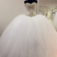Load image into Gallery viewer, Gorgeous Pearl And Crystal Beaded Organza Ball Gowns Wedding Dresses-alinanova