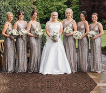 Load image into Gallery viewer, Gray Sequins V-neck Long Mermaid Bridesmaid Dresses