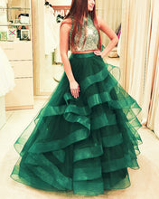 Load image into Gallery viewer, Green Prom Ball Gown Two Piece
