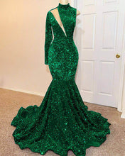 Load image into Gallery viewer, Green Sequin Prom Dresses Black Girl