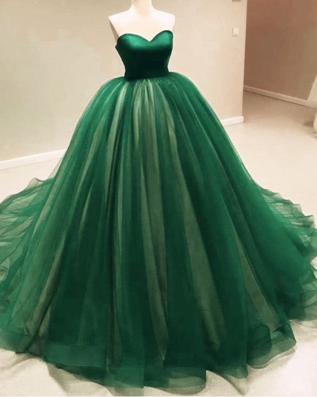 Green Tulle Ball Gown Prom Dresses Sweetheart Corset alinanova Green Tulle Ball Gown Prom Dresses Sweetheart Corset alinanova